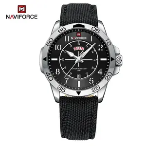 NAVIFORCE NF9204N Men Wristwatch Top Brand Waterproof Nylon Watch Auto Date Week Sport Original Quartz Male Clock