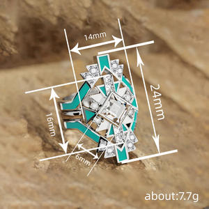 Anello da Cocktail Geometrico T0871 in Argento 925 con Diamante Taglio Principessa e Montatura a Castone, Anelli Raffinati da Donna per Matrimonio - Product Image 4