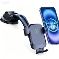 Support de téléphone pour voiture avec chargeur sans fil 15W et fixation pliable à ventouse pour téléphones de 4 à 7 pouces sur pare-brise et tableau de bord