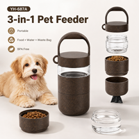 Bouteille d'eau modulaire écologique pour chien NAYAD 18oz 530ml en Tritan avec café recyclé, tasse de voyage 3-en-1 pour animaux de compagnie avec compartiment alimentaire – Vente en gros