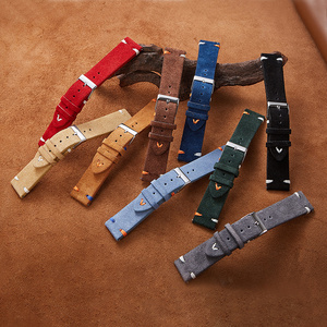 Cinturini per Orologi da 12mm 14mm 16mm 18mm 20mm 22mm in Vera <span class=keywords><strong>Pelle</strong></span> <span class=keywords><strong>Scamosciata</strong></span> Morbida e Resistente con Cuciture Fatte a Mano - Product Image 5