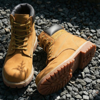 Bottes de sécurité de travail en cuir nubuck jaune M0081ST - Prix usine, résistantes à l'huile et aux acides, pour hommes