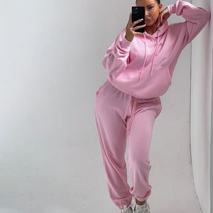 Conjunto de Sudadera con Capucha y Pantalones Deportivos Anchos de Alta Calidad, Estilo Holgado, Personalizable, para Mujer - Product Image 2