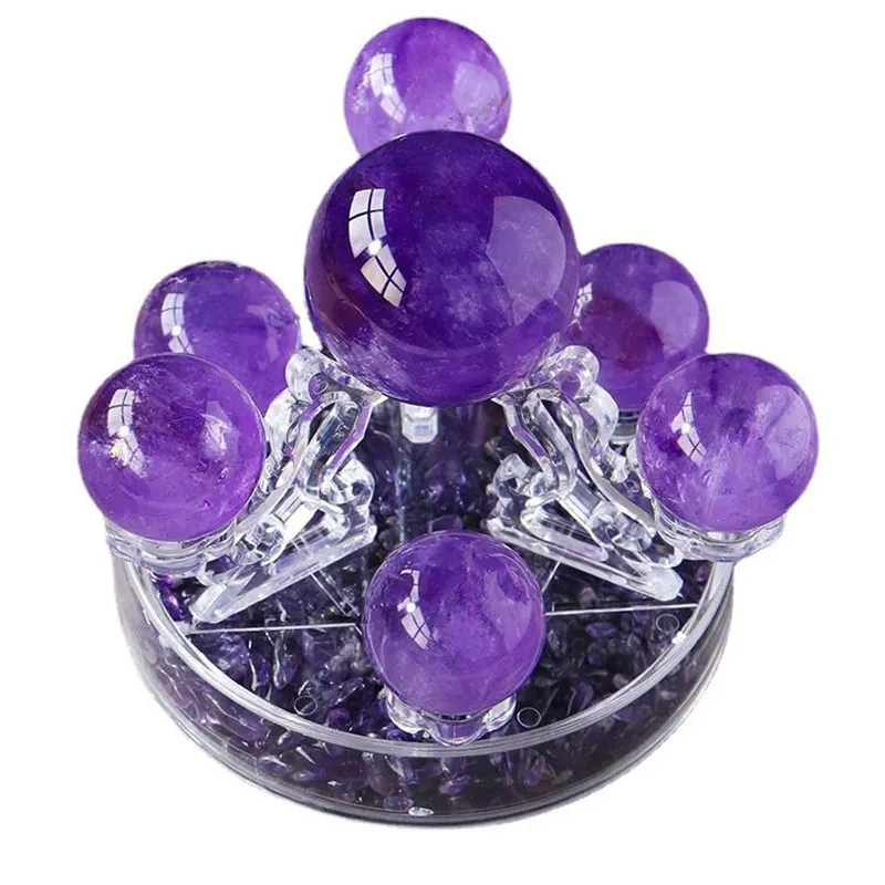 Cristal Pedra De Cura Quartzo Natural Rose Transferência de bola Citrino Ametista Esfera Seven-star Array Custom Love Feng Shui Purple