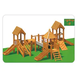 Fun Children's Outdoor Amusement System City Park Multi Wooden Slide Amusement Park