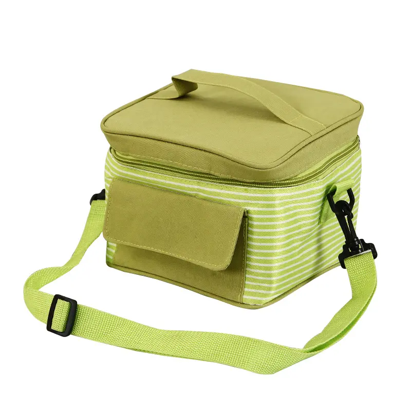 Прямая продажа с фабрики, зеленая Модная Портативная Складная Водонепроницаемая сумка через плечо, изолированная сумка для ланча из ткани Оксфорд