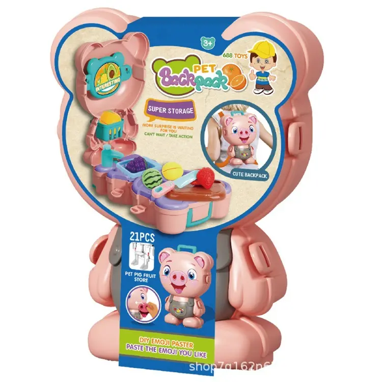 Pet Pig Fruit Shop 21PCS Kinder frühe Bildung Kreatives Spielhaus Cartoon Pig Slicer Obsts pielzeug