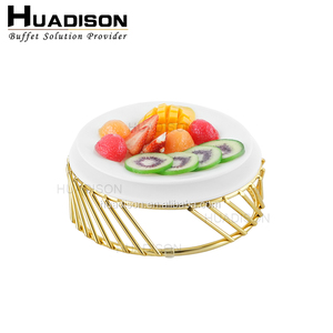 Huadison phục vụ thiết bị vòng thực phẩm risers tự chọn thép không gỉ Hoàng Gia Vàng Tự chọn hiển thị thực phẩm đứng cho tiệc cưới - Product Image 3
