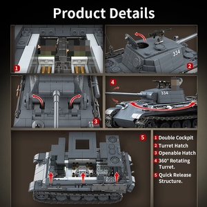 Set de Bloques de Construcción DIY Tanque Mediano Alemán, 1180 Piezas, Colección <span class=keywords><strong>Militar</strong></span> de la Segunda Guerra Mundial, Modelo de Juguete del Ejército con Armas y Figuras de Soldados - Product Image 6