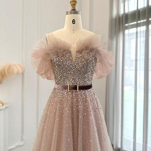 Jancember SZ375 brillant perlé hors épaule ceinture robes de soirée pour femmes - Product Image 3