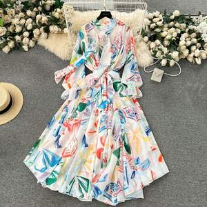 <span class=keywords><strong>Blusa</strong></span> de lazo <span class=keywords><strong>con</strong></span> cuello de corbata para mujer <span class=keywords><strong>con</strong></span> silueta <span class=keywords><strong>larga</strong></span> ajustada y <span class=keywords><strong>falda</strong></span> completa Vestidos elegantes de gasa Moda Sehe - Product Image 6