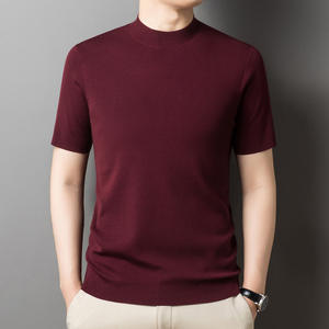 80年代のウーストウールセーターメンズ半袖Tシャツをカスタマイズ厚手のニットベースプルオーバーウールトップ秋冬 - Product Image 6