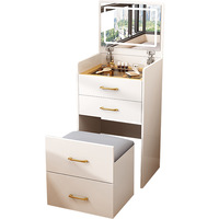 Miroir de coiffeuse moderne en verre flottant pour petit appartement, table de maquillage rabattable avec armoire de rangement multifonctionnelle – Direct Usine