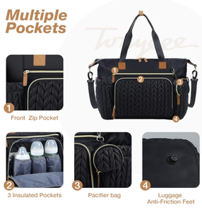 Grande borsa impermeabile Vintage pieghevole da viaggio Tote ciuccio custodia fasciatoio Black Baby Bag per parto - Product Image 3