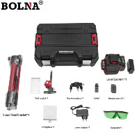 Niveau laser professionnel BOLNA 4 x 360 °   Laser croisé autonivelant 16 lignes avec écran LED pour la construction