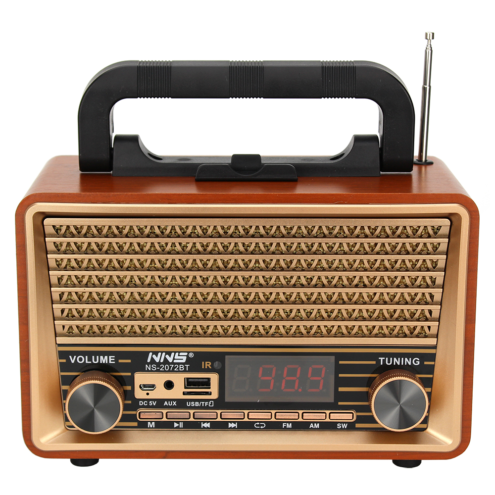 2021 светодиодный дисплей динамик FM AM SW радио портативный Аккумуляторный динамик деревянный ретро радио с usb-плеер NS-2072BT