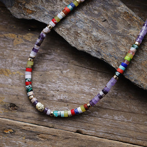 Collier en perles d'améthyste naturelle de couleur violette, style simple, bijoux tendance pour femmes - Product Image 4