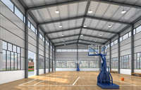 Structure en acier à grande portée, construction d'entrepôt industrielle sur mesure avec garantie de 5 ans pour salle de sport et gymnase