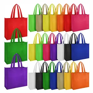 Logo kustom warna-warni tas besar tas belanja Tote kain bukan tenun Promosi