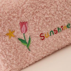 Sac de maquillage portable en polyester pour femmes, style tendance, fermeture éclair, logo brodé personnalisé, petite pochette en tissu éponge doux - Product Image 6