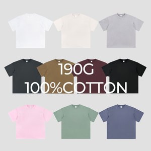 เสื้อยืดผู้ชายคุณภาพสูง น้ำหนักเบา 190 กรัม ผ้าฝ้ายถัก 100% แบบเรียบ ย้อมสีพื้น ทรงโอเวอร์ไซส์ ระบายอากาศได้ดี - Product Image 4