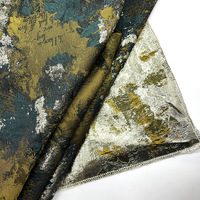 Tissu Jacquard Brocart Fil Teint Motif Feuille Abstraite Peinture à l'Huile Colorée Style Chinois avec Paillettes pour Robe et Costume JSB-91