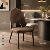 Chaise de salle à manger moderne avec dossier découpé élégant et pieds en métal fins pour la maison, les restaurants, les hôtels et les cafés