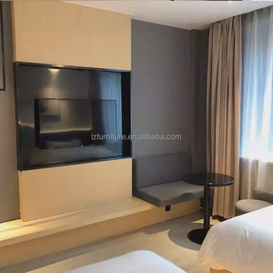 Modern 3 Hotel Bedroom Furniture Durable Wooden Twin Bed <b>Sets</b> with Nightstands Headboard TV Stand <b>Side</b> <b>Table</b> & Wardrobe For Sale - Product Image 4