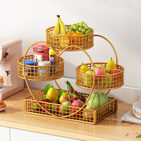 Mesa de Centro de Luxo em Metal de Alta Qualidade, Moderna e Ecológica para Sala de Estar, com Cesto de Armazenamento Multicamadas para Frutas Secas