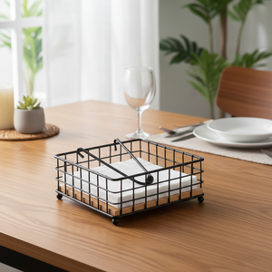 Portatovaglioli da tavola in bambù e nero Elie - Product Image 3