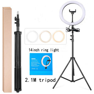 Camera Fotostudio Telefoon Video 14 Inch Met 2.1 <span class=keywords><strong>M</strong></span> Standaard/Statief Led Ring Licht 3200-6500K Dimbare Fotografie Ring Lamp - Product Image 1