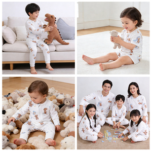 Conjunto de 2 Piezas de Pijamas de Bambú <span class=keywords><strong>y</strong></span> Spandex Orgánico para Bebés Recién Nacidos, Niños <span class=keywords><strong>y</strong></span> Niñas, Blancos, para Mamá <span class=keywords><strong>y</strong></span> Bebé - Product Image 3