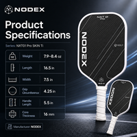 Raquette de pickleball NODEX NXT Pro Ti de haute qualité, en fibre de carbone de 16 mm, conforme aux normes USAPA UPA-A
