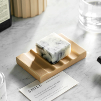 Porte-savon en faux marbre pour la douche, plateau en céramique, petit porte-savon avec drainage automatique |   Accessoires de salle de bain antidérapants et luxueux