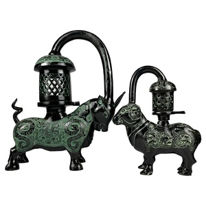 Lámpara de aceite antigua de bronce Jingciren Boutique, estilo Dinastía Han, con diseño de ganado, chapada en oro, para sala de estar - Product Image 4