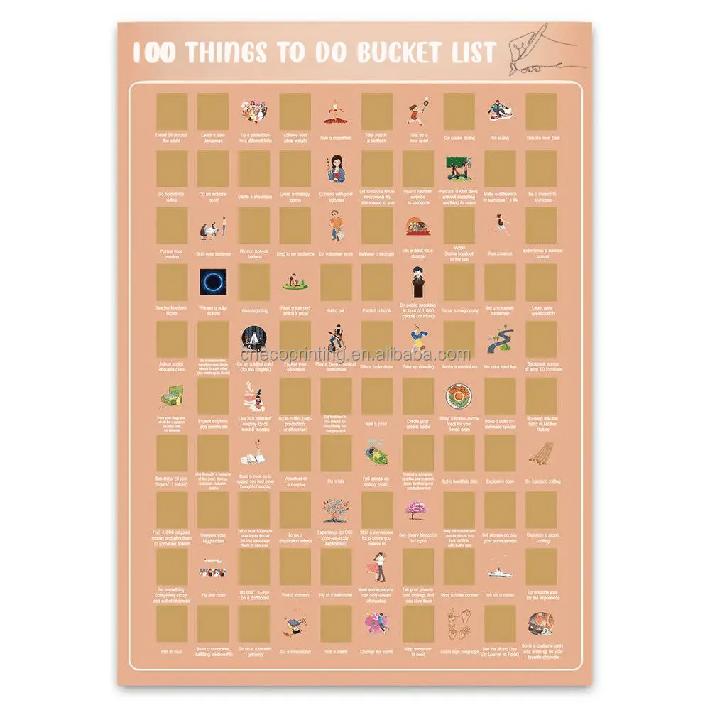 Industry China Wholesale Custom Printing Gift 100 Things To Do Bucket List Scratch Off Poster