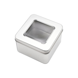 Custom Square Christmas Empty Cookie Chocolate Candy Storage Pvc Window Metal Tin Box