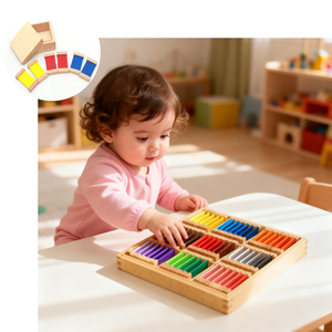 JET Montessori Aides sensorielles d'<span class=keywords><strong>apprentissage</strong></span> en bois Cartes de couleurs en bois Jeux éducatifs de correspondance des couleurs et de puzzle pour enfants - Product Image 2