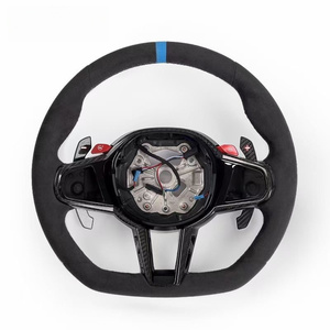 Pour <span class=keywords><strong>BMW</strong></span> Série 5 6 7 8 X2 X3 X4 X5 X6 X7 Volant sport en fibre de carbone à fond plat en cuir suédé compatible 320i M6 M5 - Product Image 1