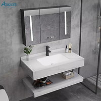 Lavabo de Luxe Double Couche en Pierre d'Ardoise Murale, en Céramique Marbre, pour Salle de Bain et Meuble Vasque