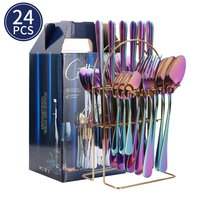Ensemble de couverts en acier inoxydable 24 pièces, couteau, fourchette, cuillère, réutilisables, restaurants, mariages, design moderne, luxe léger, finition miroir