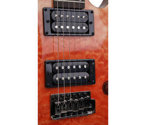 Guitare électrique à corps plein, corps en okoumé/tête en érable flammé, micros SSH, 41 pouces, chevalet en palissandre, touche en érable, fond en érable - Product Image 3