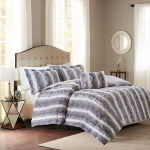 DB 4PC Faux Fur <b>Comforter</b> <b>Set</b> Soft Floral Solid for Spring Winter Christmas Home Wedding Hospital Hotel-Queen King Polyester - Product Image 1