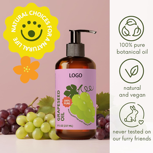 <span class=keywords><strong>Aceite</strong></span> <span class=keywords><strong>de</strong></span> Semilla <span class=keywords><strong>de</strong></span> Uva OEM <span class=keywords><strong>de</strong></span> Marca Privada, <span class=keywords><strong>Aceite</strong></span> <span class=keywords><strong>de</strong></span> Semilla <span class=keywords><strong>de</strong></span> Uva con Empaque Personalizado, Prensado en Frío, No Comedogénico, para Masajes Faciales, Cabello y Cuerpo - Product Image 1