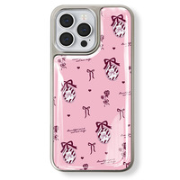 Coque de téléphone en résine époxy Ins pour iphone16 16pro 16pm 15 15promax/14Promax/14pro 14/13 13pro 12 11 coque à bords argentés galvanisés
