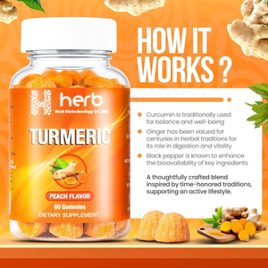 Suplementos de Salud para Articulaciones y Huesos con Cúrcuma Vegana, Jengibre y Pimienta Negra, Marca Privada, Gomitas para Adultos, 60 Unidades - Product Image 5