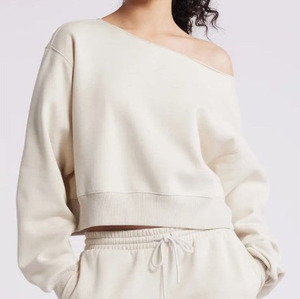 <span class=keywords><strong>Felpe</strong></span> Invernali di Alta Qualità per Donne, Spalle Scoperte, Maniche Lunghe, Collo Ampio, Logo Personalizzato Stampato, Oversize, 100% Cotone - Product Image 1