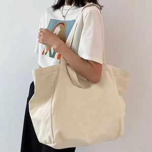 Eco Double Handle Long <b>Extra</b> <b>Large</b> Canvas Tote Bags Custom <b>Print</b> Logo Zipper Closure Versatile Commuting Work Student Class - Product Image 4