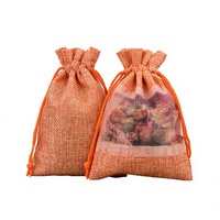 Sacs en toile de jute avec cordon de serrage, sacs cadeaux en organza de toile de jute, pochettes en lin transparent pour friandises, idéales pour les faveurs de mariage, de fête ou d'anniversaire