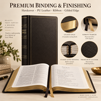 Bible d'étude personnalisée, impression de référence, couverture rigide en cuir PU, papier fin, fabricant OEM, notes et commentaires, vente en gros